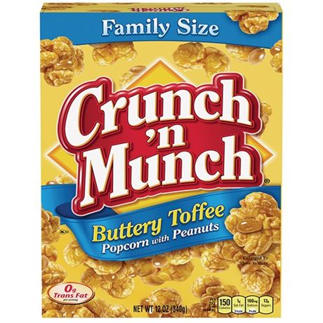 CRUNCH  N MUNCH Buttery Toffee Popcorn with Peanuts  12 Oz Pack of 6 bb071524