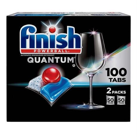 Finish Powerball Quantum Dishwasher Detergent Tabs - 2 Bags x 50 Count