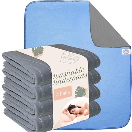 Washable Underpads 4 Pack - 31 x 36 for use as Incontinence Bed Pads Heavy Ab