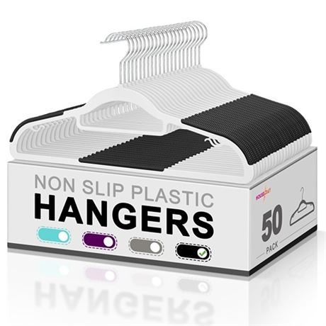 HOUSE DAY Plastic Hangers 50 Pack Plastic Clothes Hangers Non Slip Hangers with