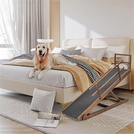 MOPHOTO Dog Ramp 45 Gear Adjustable Pet Ramp With Rails & Anti-Slip Rubber Grip