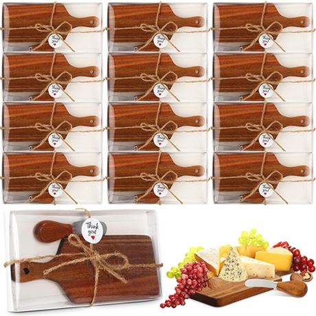 Tioncy 12 Pack Cheese Knives Mini Cutting Board Bulk Set with Thank You Box Cha
