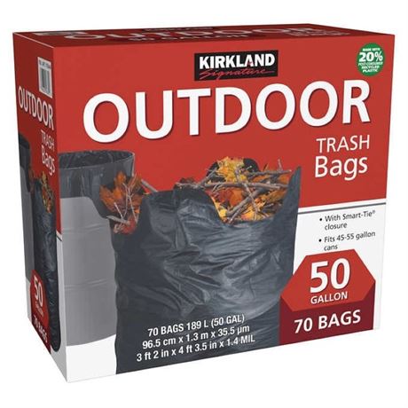 Kirkland Signature 50-Gallon Outdoor Trash Bag - 70 Count