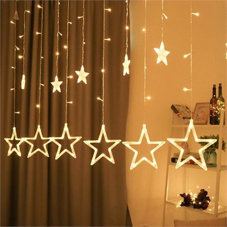 12 Stars 138 LED Ramadan Decorations Star Lights Curtain String Lights Wall De