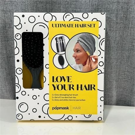 Popmask  Love Your Hair - Grey Chevron Spa Turban Haircare Kit