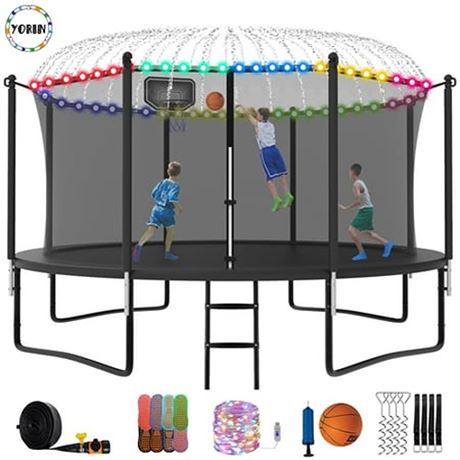 YORIN Trampoline  1200LBS 12FT 14FT 15FT 16FT Trampoline for 4-5 Kids Adults wi