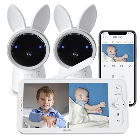 ARENTI Split-Screen Video Baby Monitor Audio Monitor with Two 2K UHD WiFi Camer