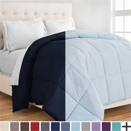 Bare Home Queen Comforter - Reversible Colors - Goose Down Alternative