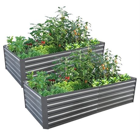 Raised Garden Bed Galvanized Planter Raised Beds Outdoor for Vegetables Flowers