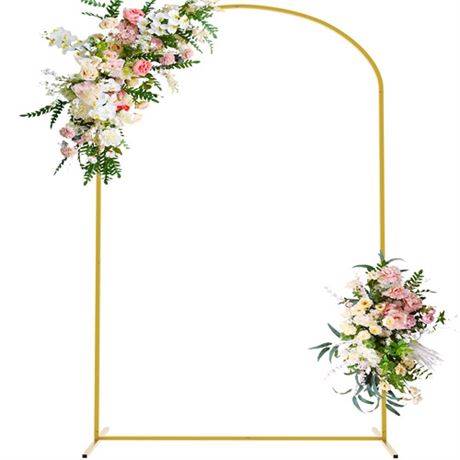 Wokceer 7.2 FT Wedding Arch Backdrop Stand Square Arch Gold Metal Arch Backdrop