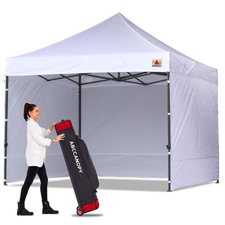 ABCCANOPY Heavy Duty Easy Pop up Canopy Tent with Sidewalls 10x10 White 10x10