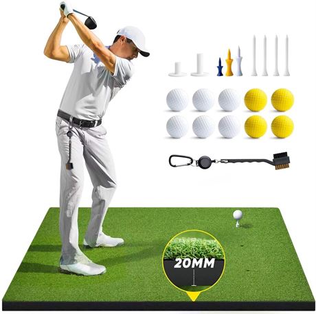 Thicken Golf Mat 5x4ft Artificial Golf Hitting Mat with 1 Brush 10 Golf Balls 7