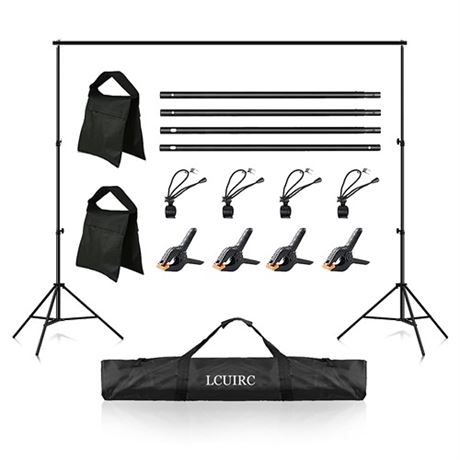 LCUIRC Photo Backdrop Stand 6.5x10ft Background Stand Kit with 4 Crossbars 4