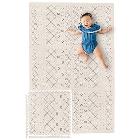 Yay Mats Stylish Extra Large Baby Play Mat. Soft  Thick  Non-Toxic Foam Covers