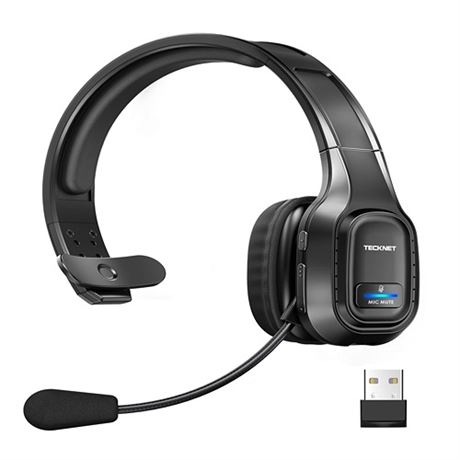 TECKNET Trucker Bluetooth Headphones with Microphone Noise Canceling Wireless O