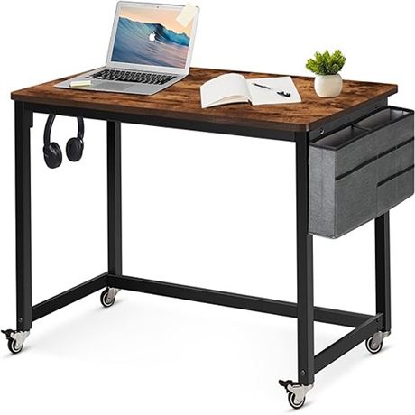 55 Rolling Computer Desk with 4 Smooth Wheels