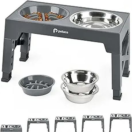 Petace Elevated Dog Bowls with 2 Stainless Steel D