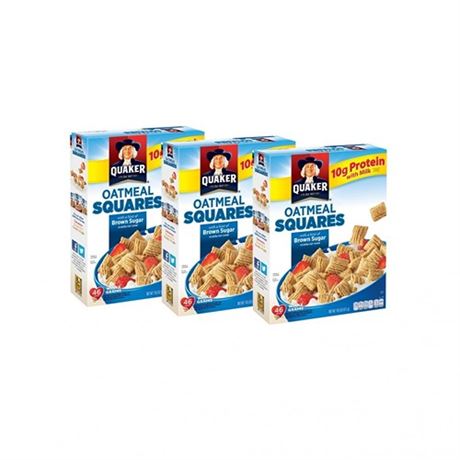 3 pack Oatmeal Squares Brown Sugar Breakfast Cereal - 14.5oz - Quaker Oats
