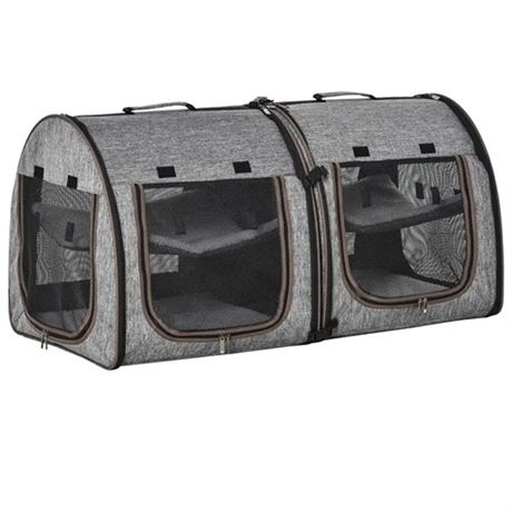 PawHut 39 Portable Soft-Sided Pet Cat Carrier with Divider