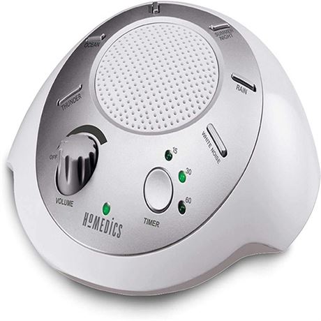 Homedics SoundSleep White Noise Sound Machine Silver Small Travel Sound Machine