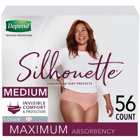 Depend Silhouette Adult Incontinence Underwear for Women  M  Pink  56Ct