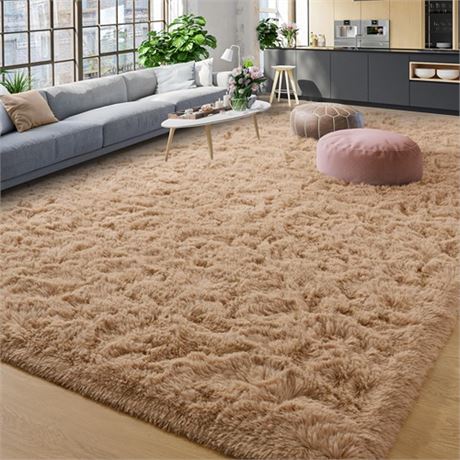 YJ.GWL Soft Area Rugs for Living Room Bedroom Plush Fluffy Rug 5x8 Feet Beige S