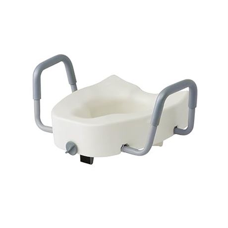 Medline 5 Elongated Raised Toilet Seat with Lock and Removable Padded Arms- a