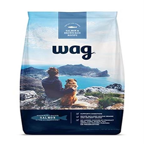 Amazon Brand  Wag Dry Dog Food Salmon and Brown Rice 30 Lb Bag