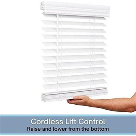 2 Cordless Faux Wood Blind - Bright White