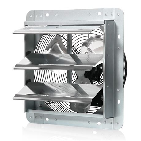 JPOWER 12 Inch Exhaust Fan Wall MountedAutomatic Aluminum ShutterVent Fan Hig