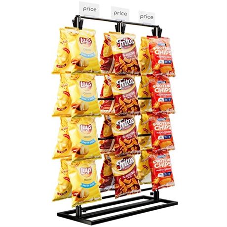 Puricon Chip Rack Display Stand 3 Row with 48 Clips Chip Stand Display for Part