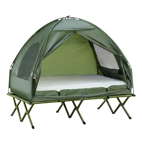 Outsunny 2 Person Foldable Camping Cot with Tent