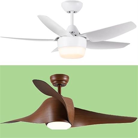 SNJ White Ceiling Fan with Lights 40 inch Ceiling Fans with Lights and R