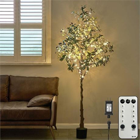 Hairui Lighted Olive Tree with 300 Warm White Fairy Lights 6FT with Dimmer and