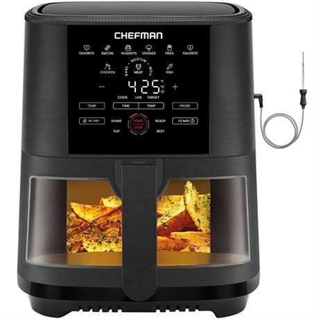 CHEFMAN 5-Quart Digital Air Fryer with Temperature Probe 8 Customizable Cooking
