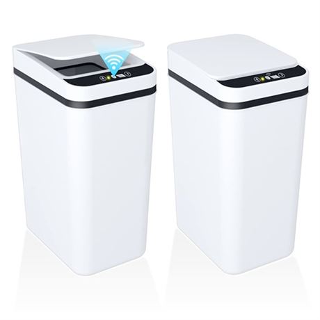 jinligogo 2Pack Bathroom Small Trash Can with Lid 2.2 Gallon Touchless Automati