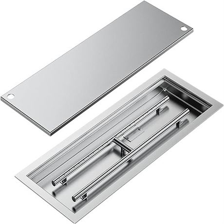 Rectangular Stainless Steel Drop-in Fire Pit Pan and Burner with Burner