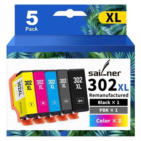 SAILNER 302XL Ink Cartridges Remanufactured Ink Cartridge Replacement for Epson