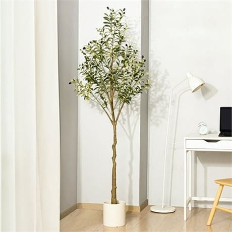 Artificial Plant  6ft Fake Olive Tree  Pre Potted Faux Greenry Plant for Home D