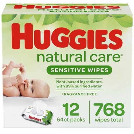 Huggies Natural Care Sensitive Unscented Baby Wipes - 768ct