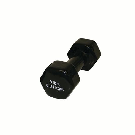 CanDo Vinyl Coated Dumbbell Black 8 Lb Single 1pc Handheld Weight for Muscle Tr