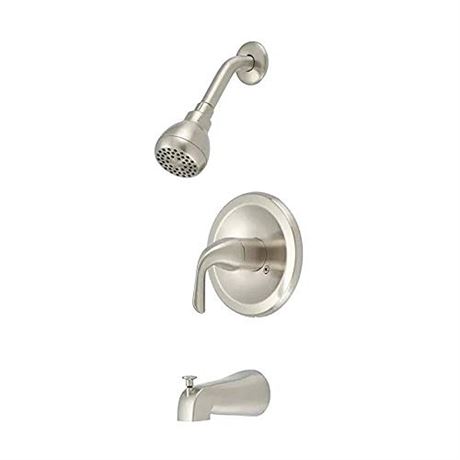Project Source Brushed Nickel 1 Handle Bathtub and Shower Faucet with Valve