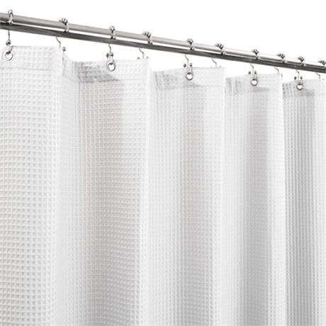 Barossa Design Honeycomb Waffle Weave Shower Curtain Cotton Blend Extra Long 84
