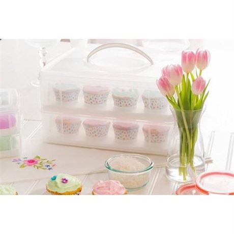 Snapware Snap N Stack 2 Layer Cupcake Carrier - White