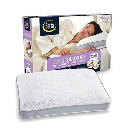 Serta Layered Luxury Gel Memory Foam Pillow White Standard