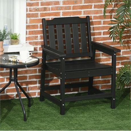 Outsunny All-Weather Patio Chair HDPE Patio Dining Chair Heavy Duty Wood-Like