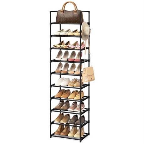 WEXCISE Narrow Shoe Rack 10 Tiers Tall Shoe Rack for Entryway 20 24 Pairs Shoe