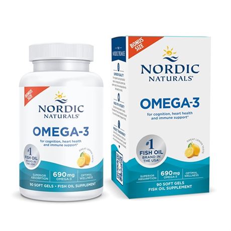 Nordic Naturals Omega-3 Lemon Flavor - 90 Soft Gels - 690 mg Omega3- Oi-122026