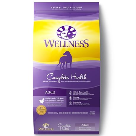 Wellness Complete Health Natural Dry Dog Food  Chicken & Oatmeal  30-Pound Bag