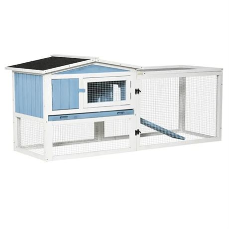 PawHut Rabbit Cage Outdoor 2-Story Bunny Cage Small Animal House